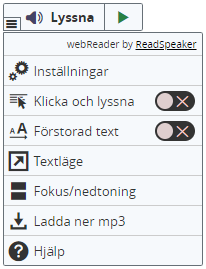 Readspeaker hjälpverktyget