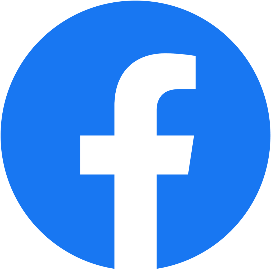 Facebook:s logotyp. Cirkulär form, blå bakgrund med ett vitt, "f" i mitten.
