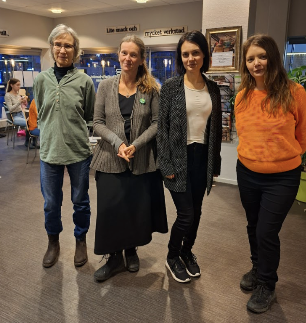Från vänster, Ingmari Svensson, toppkandidat i Olofström, Sofia Bothorp Franke,toppkandidat oKarlskrona och riksdag, Lova Necksten, toppkandidat i Ronneby och Madeleine Norman, toppkandidat i region Blekinge.
