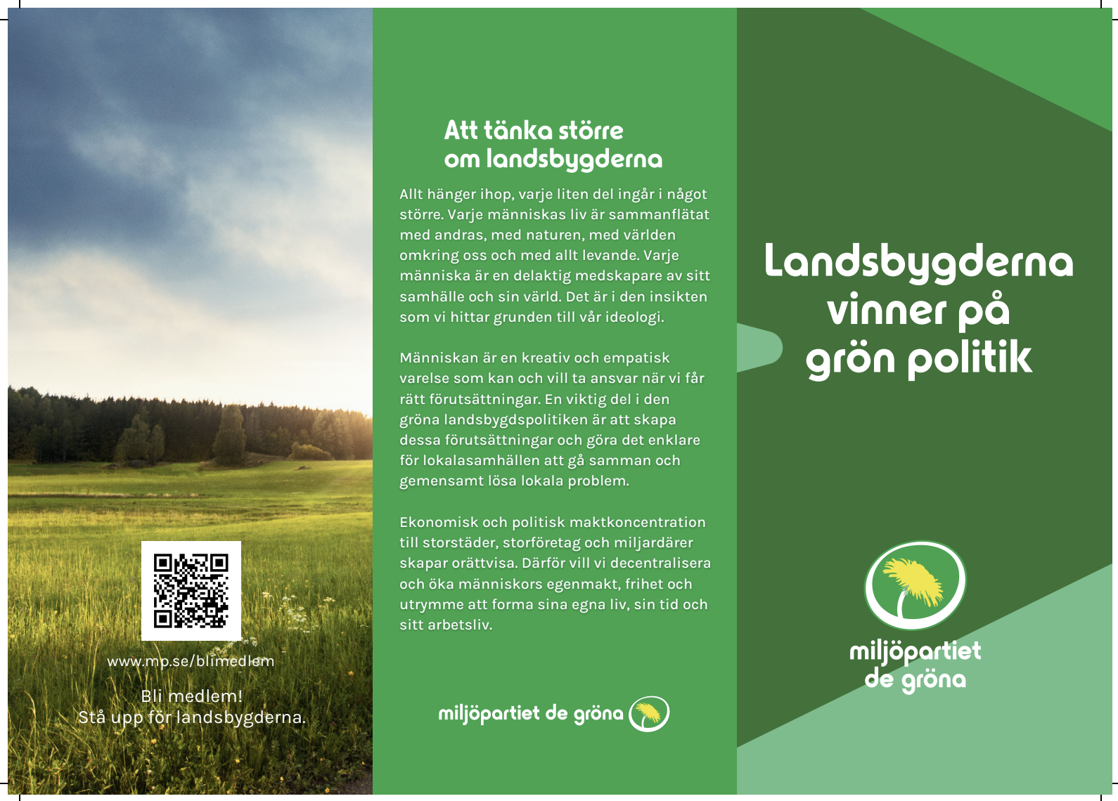 Text om vad Miljöpartiet vill när det gäller landsbygden
