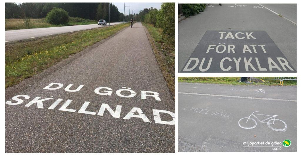 Tack för att du cyklar text på vägen